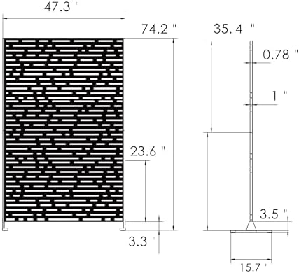 kozyard metal privacy screen 74" h x 47.2" shown in use