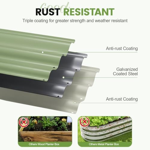 g good gain 3pcs raised garden beds, metal showing dimensions