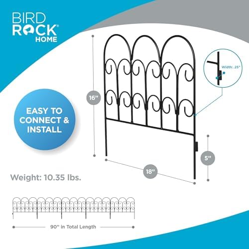 birdrock home 5pk ornate landscape edging fence for shown in use