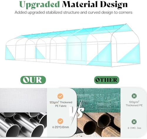 amerlife 34x10x7 ft walk-in tunnel greenhouse with watering on a desk or shelf