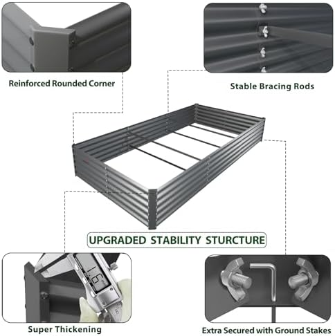 anleolife 8x4x1.5ft rectangular raised garden bed kit, quartz on a desk or shelf