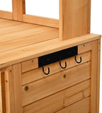 lumisol garden potting bench table with hutch, solid, front angle view