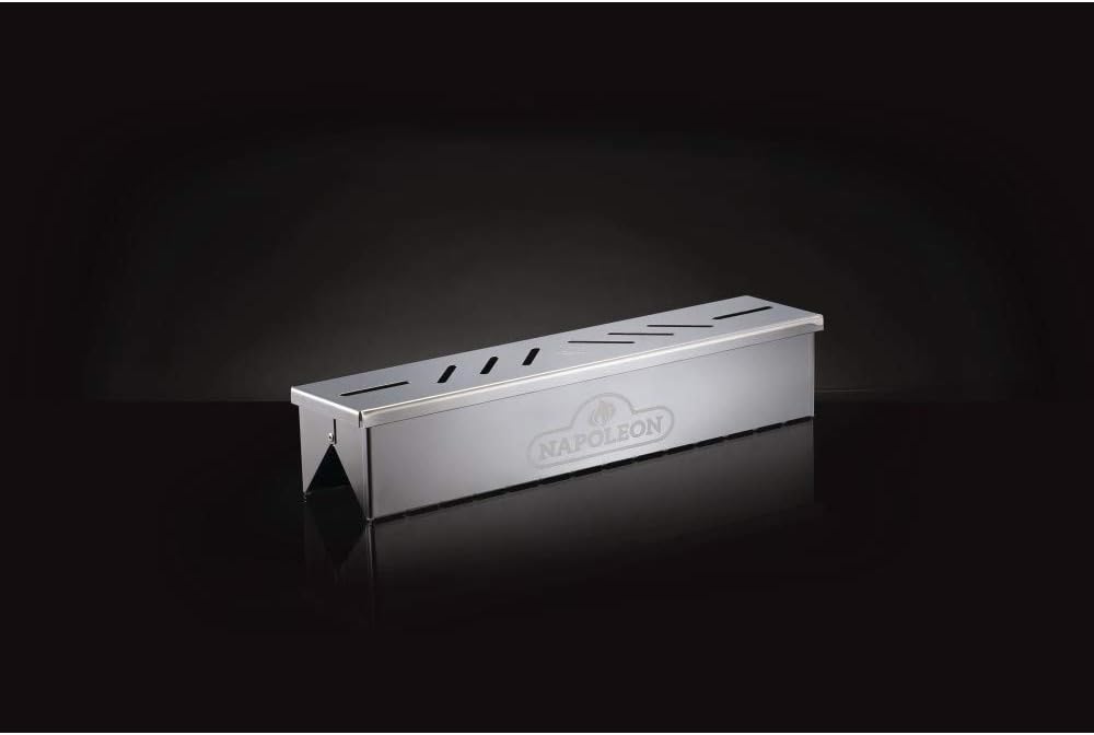 Napoleon Stainless Steel Smoker Box 67013 Add Smoky Flavor to BBQ, Easily Turn Gas Grill Into Smoker, Add Wood Chips or Chunks to Smoke Food on Barbecue 16.25 x 2.54 x 3.5