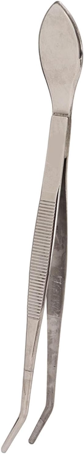 Bonsai Tweezers, Curved Tip Stainless Steel Professional Potted Plant Tweezers with Spatula, for Garden Bonsai Soil Loosening and Changing Pots