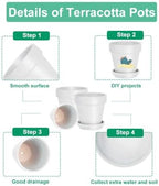 vensovo 6 inch white terracotta & clay pots, close-up detail