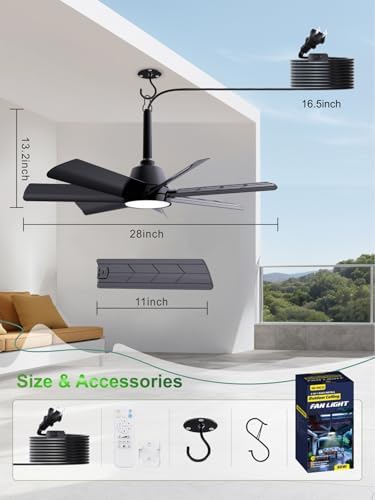 lanmel outdoor gazebo ceiling fan with light and on a desk or shelf