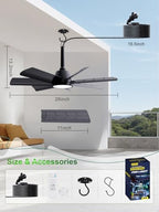 lanmel outdoor gazebo ceiling fan with light and on a desk or shelf