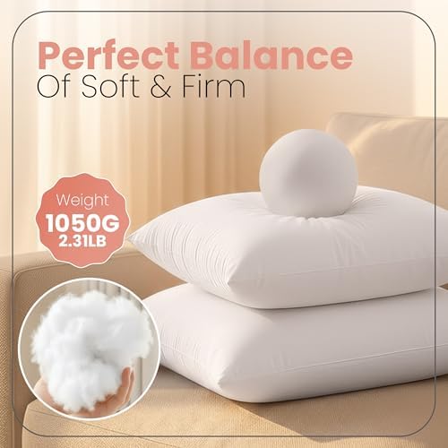 utopia bedding 26x26 pillow inserts, white throw pillows shown in use