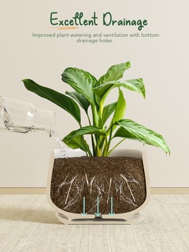 le tauci ceramic plant pots, 4.1+5.1+6.5 inch, set showing dimensions