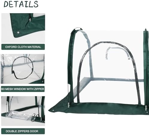 portable tunnel greenhouse for outdoors - transparent mini, side view