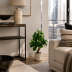 17.5 inch artificial fiddle leaf fig tree in on a desk or shelf
