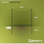 zippity 25in h black metal fence, diy fence showing dimensions
