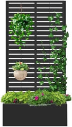 metal raised garden bed with trellis,planter box for, front angle view