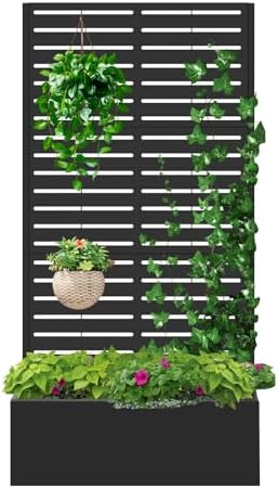 metal raised garden bed with trellis,planter box for, front angle view
