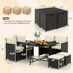 tangkula 9 pieces outdoor dining furniture set, space-saving on a desk or shelf