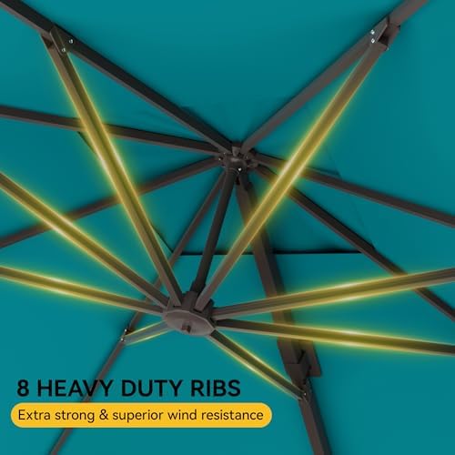 10x10ft cantilever outdoor umbrella, 360° rotating large offset on a desk or shelf