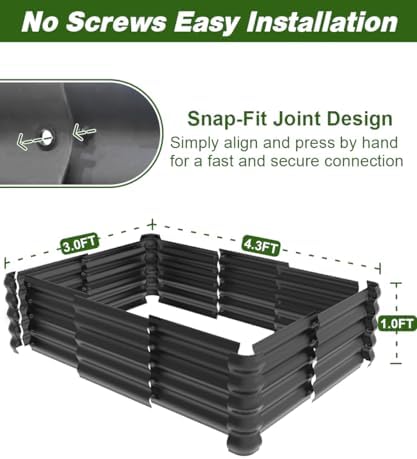 4.3x3x1ft raised garden bed kit for outdoors, rustproof shown in use