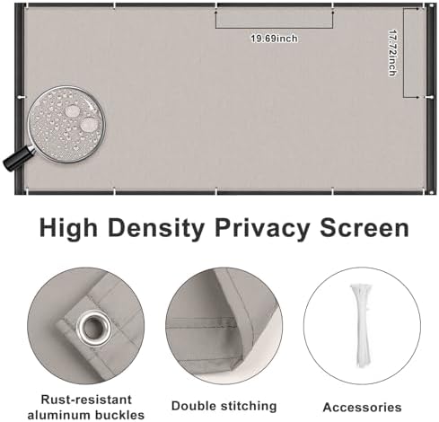 sunny guard 3'x16.5' waterproof balcony privacy screen pes showing dimensions