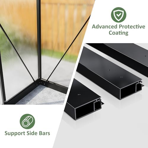 airwire 6×7.5 ft walk-in polycarbonate greenhouse for outdoor, side view