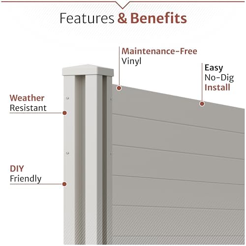 enclo premium white vinyl privacy screen, diy no, close-up detail