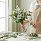 lovemoon 130 pcs mixed eucalyptus stem, artificial greenery on a desk or shelf