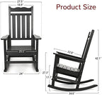 Stoog All-Weather Outdoor Rocking Chairs Set of 2, Oversized Rocking Chairs with 400 lbs Weight Capacity, for Backyard, Fire Pit, Lawn, Garden, Black