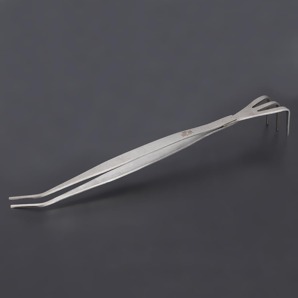 2 in 1 Bonsai Tweezers with Root Rake, 8.3 inch Stainless Steel Gardening Tongs for Plant Care, Repotting, and Precision Weeding, Anti-Slip Grip Tool for Beginners and Enthusiasts