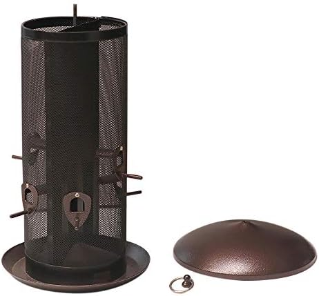 nature's rhythm metal hopper bird feeder two chambers，heavy showing dimensions