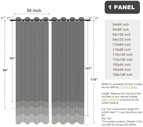 bonzer outdoor waterproof curtains for patio extra wide, view 9