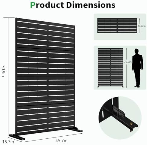 sunyrisy 2pack metal outdoor privacy fence screen for, close-up detail