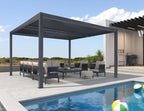purple leaf louvered pergola 12' x 14' 94as, front angle view