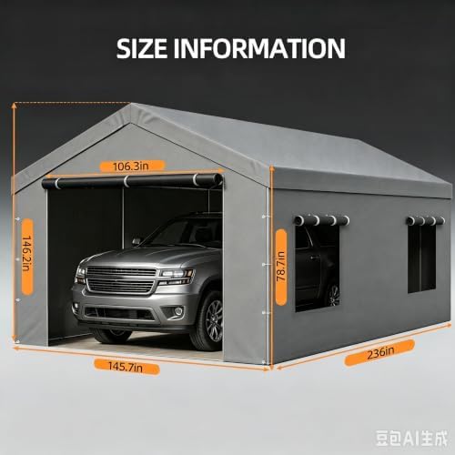 12x20 ft carport replacement zipper door,180g pe waterproof on a desk or shelf