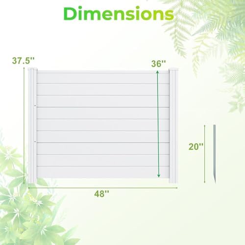 costway privacy fence 2 panels, 48" l x showing dimensions