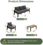 aoxun patio furniture set, aluminum outdoor furniture with, front angle view