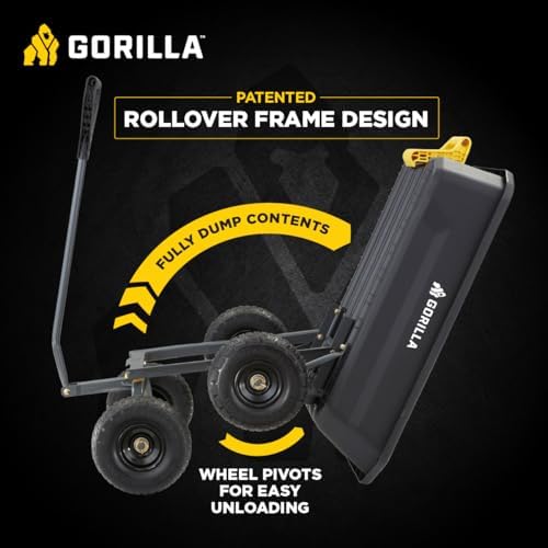 gorilla carts dump garden cart, 4 cu ft, front angle view