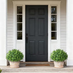 artificial boxwood topiary ball trees for front door, side view