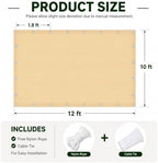 90% outdoor sun shade cloth, 10’ x 12’, front angle view