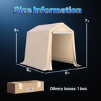 advance outdoor 6x8 ft outdoor portable storage shelter shown in use