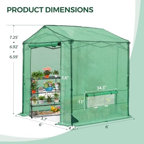 6x6 pop up greenhouse,portable green house kit, green, close-up detail