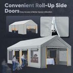 quictent heavy duty 13x25 ft carports with side, close-up detail