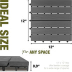 acacia interlocking deck tiles, 12in, 9pcs outdoor flooring showing dimensions