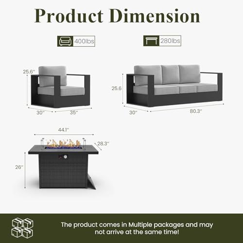 layinsun 4 piece oversized aluminum outdoor furniture set on a desk or shelf