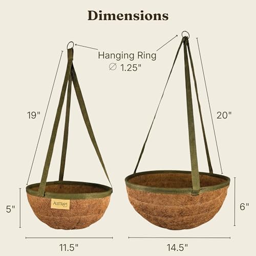 15 inch handmade coco fiber hanging basket 2, side view