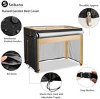 outdoor raised garden bed winter cover with transparent, close-up detail