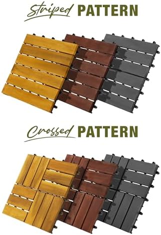 acacia wood interlocking deck tiles, patio & backyard, view 11