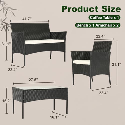 fdw 4-piece patio furniture set | black | shown in use