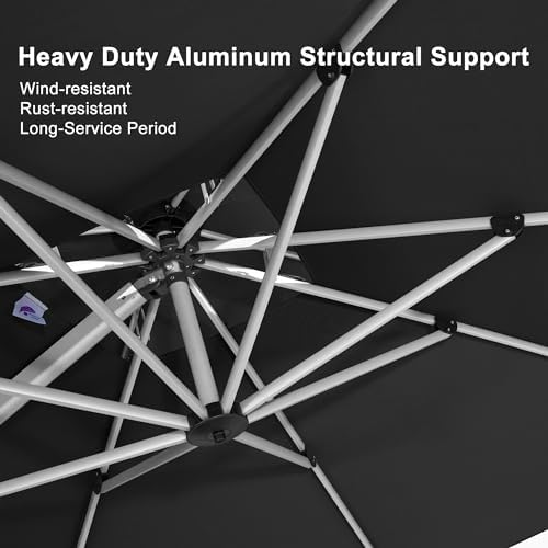 purple leaf cantilever outdoor umbrella 9' x 9', side view