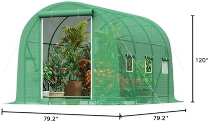 10x7x7 ft greenhouse, outdoor walk-in greenhouses with screen, front angle view