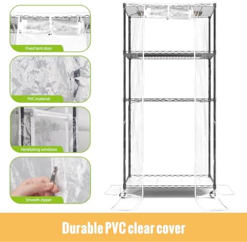 indoor greenhouse with grow light,4-tier plant shelf, 30x14x59in, package contents