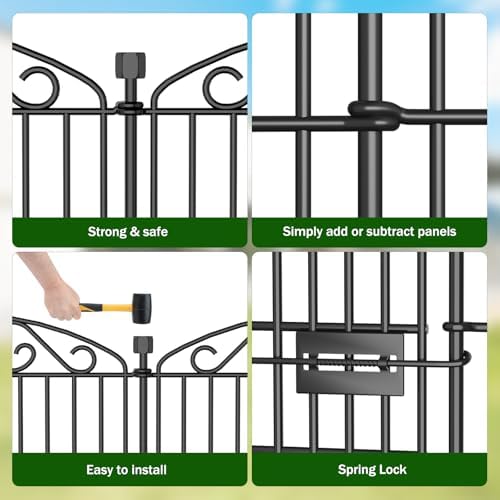 12 panel no dig decorative garden fence with showing dimensions